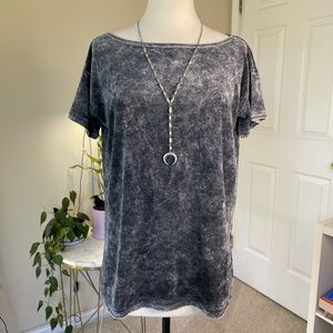 Free People Doran Burnout Velvet Oversized Tee in Black Size XS